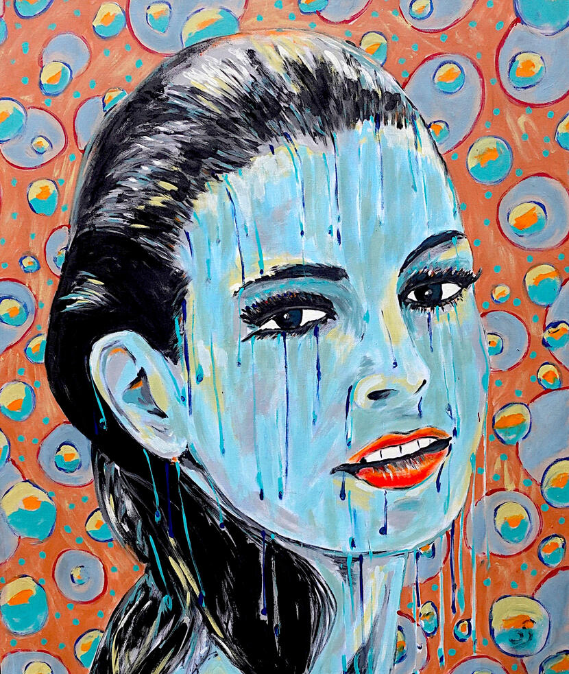 Blue rain (100 cm x 120 cm) - Otto Schorer